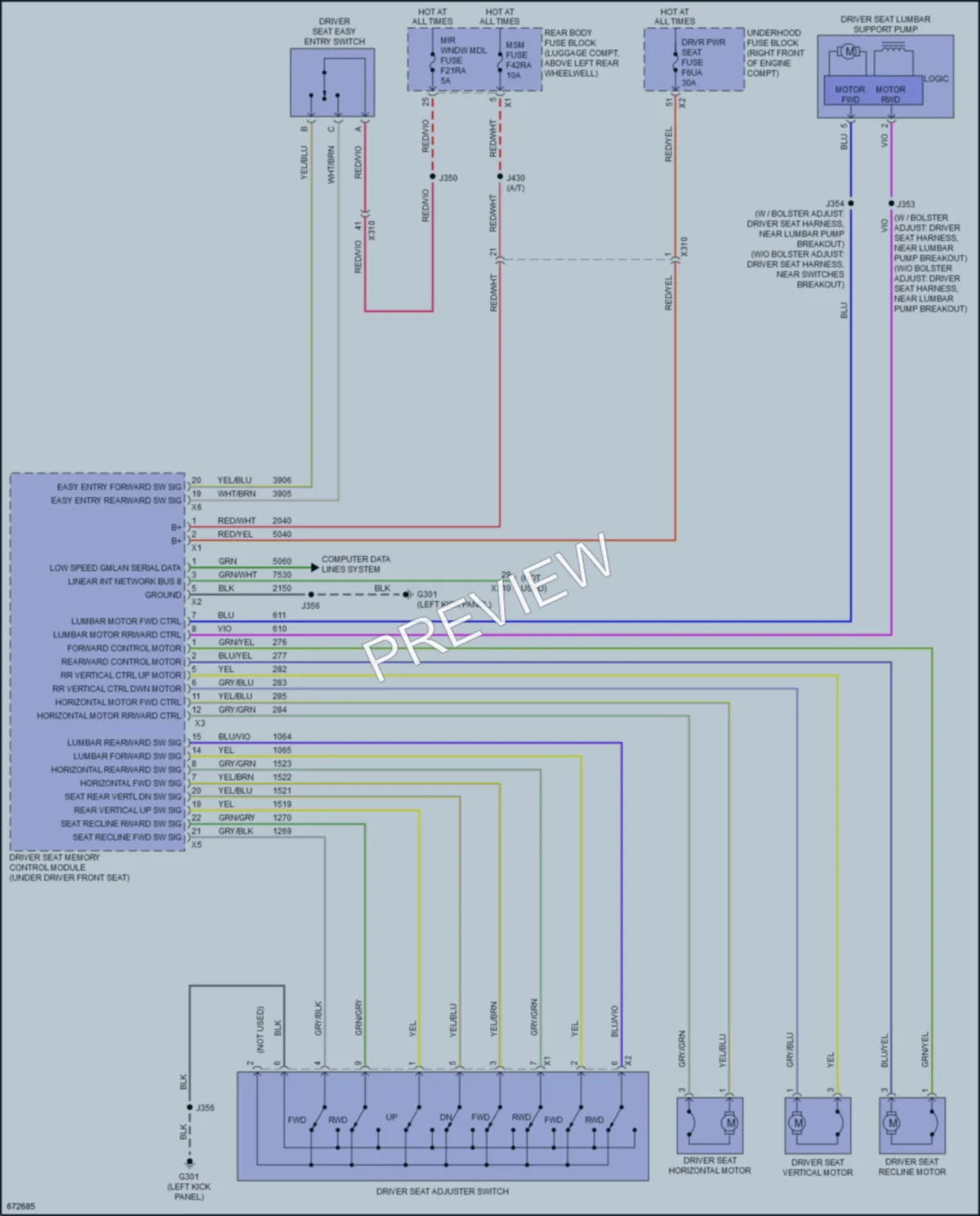 2019 Cadillac ATS Power Seats wiring diagram preview