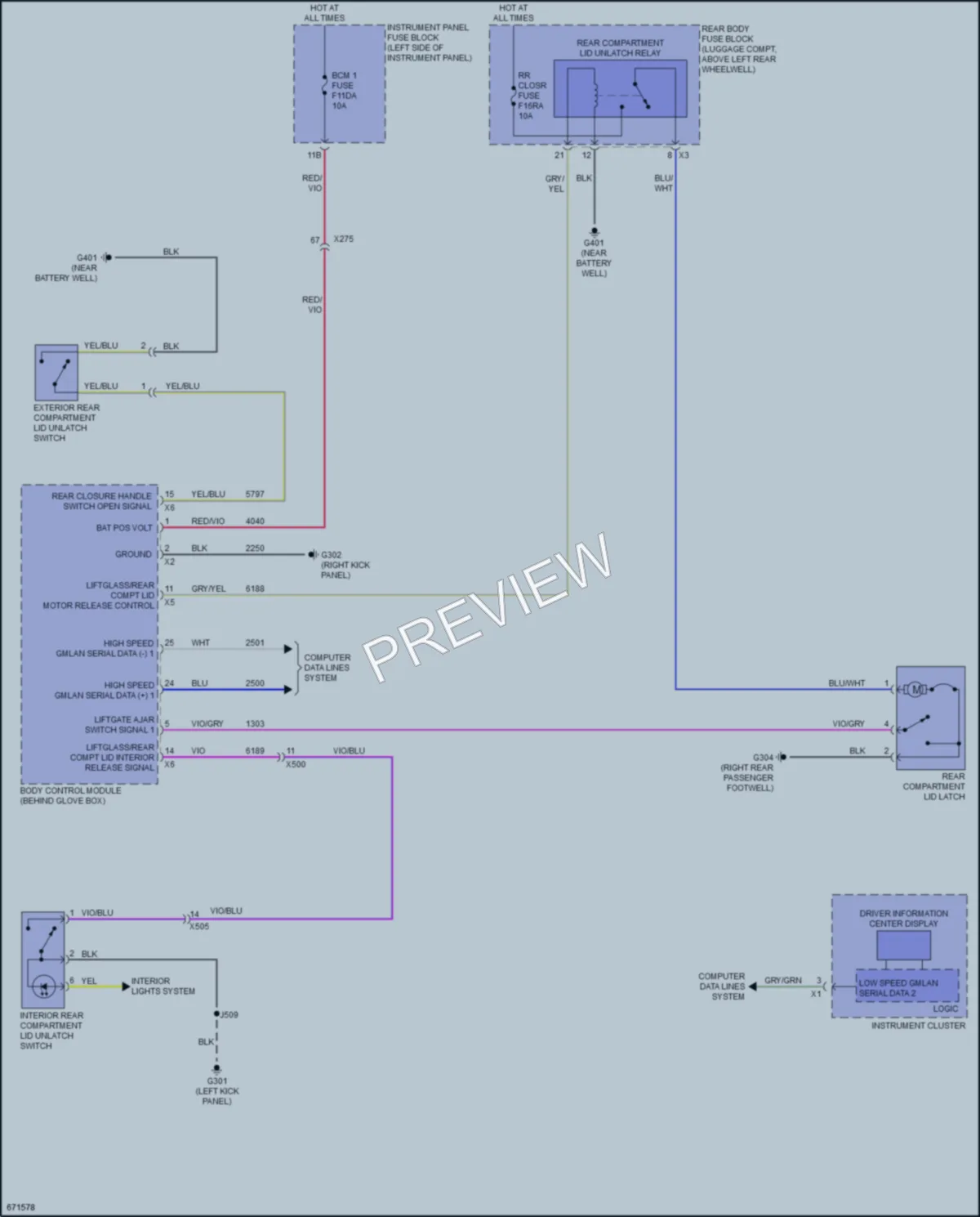 2019 Cadillac ATS Trunk Tailgate Fuel Door wiring diagram preview