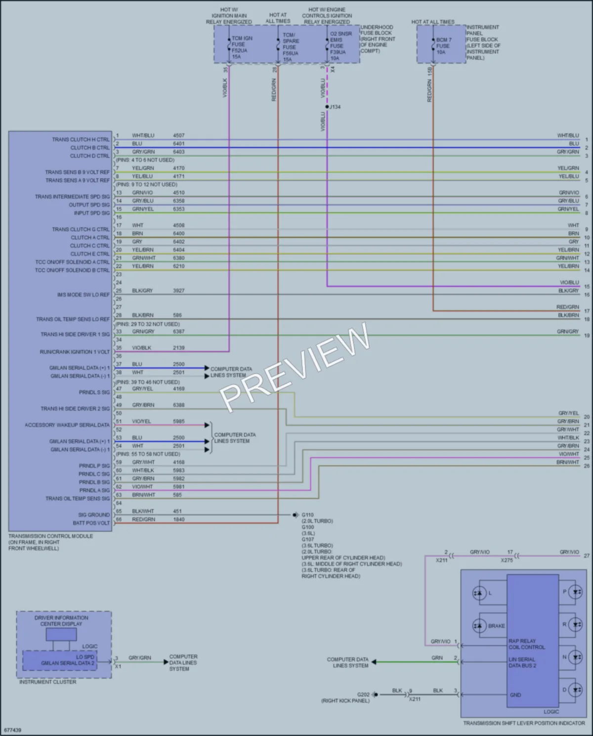 2019 Cadillac ATSV Transmission wiring diagram preview
