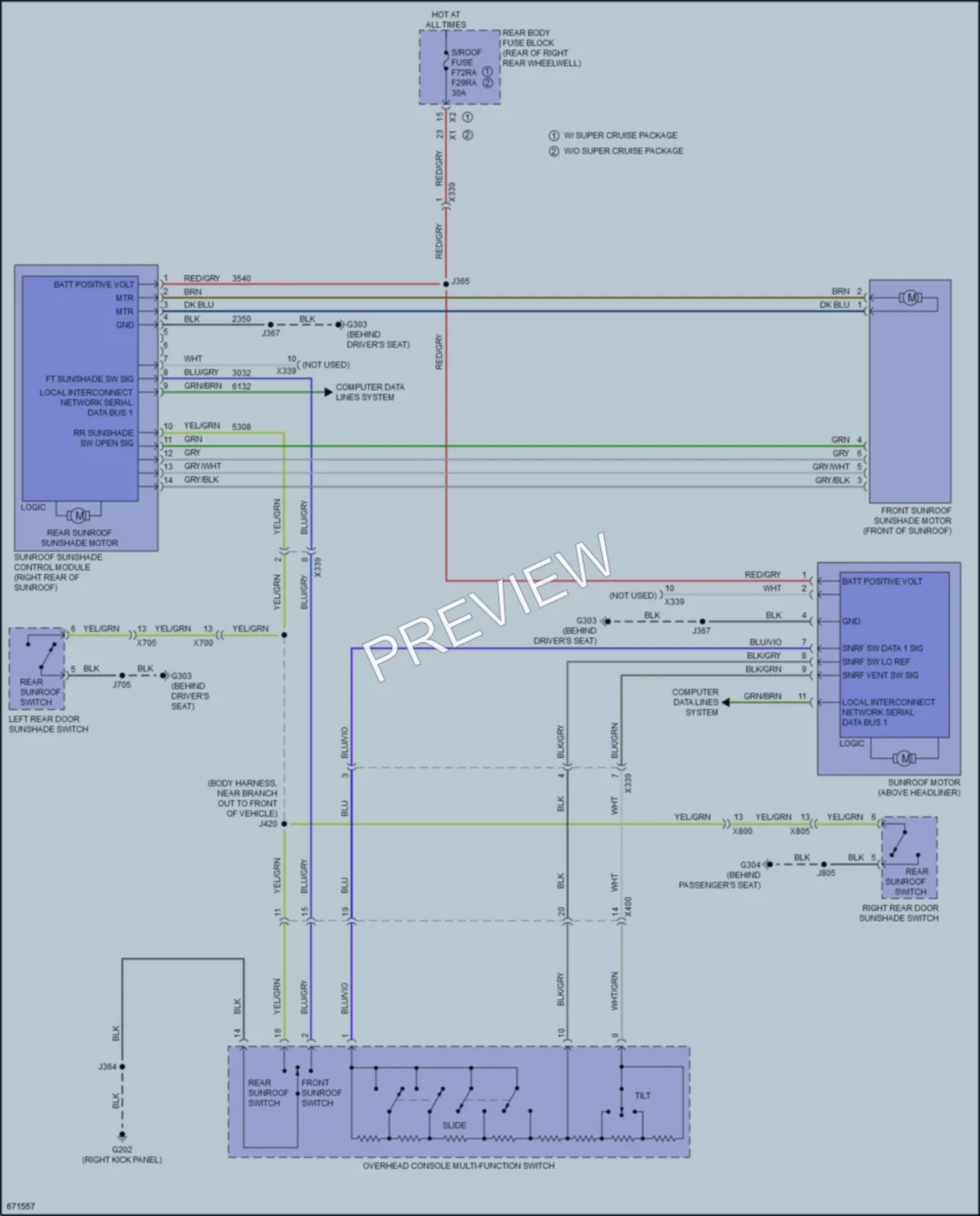 2019 Cadillac CT6 Power Top Sunroof wiring diagram preview