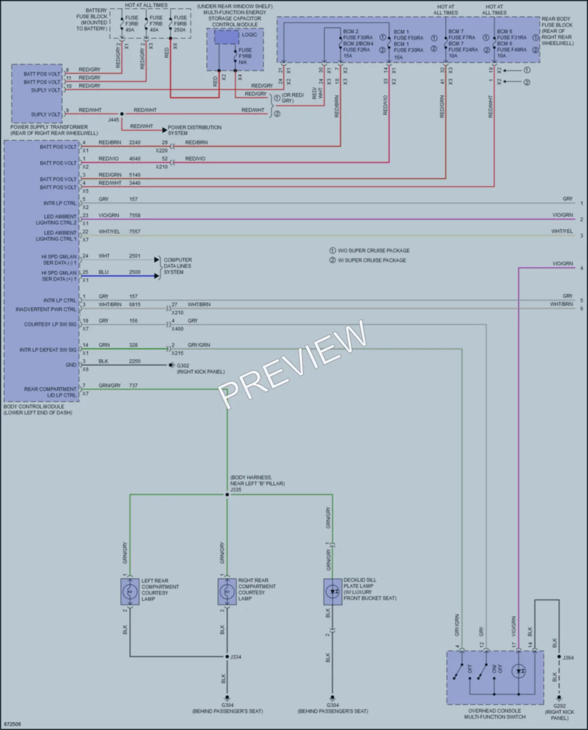2019 Cadillac CT6V Interior Lights wiring diagram preview