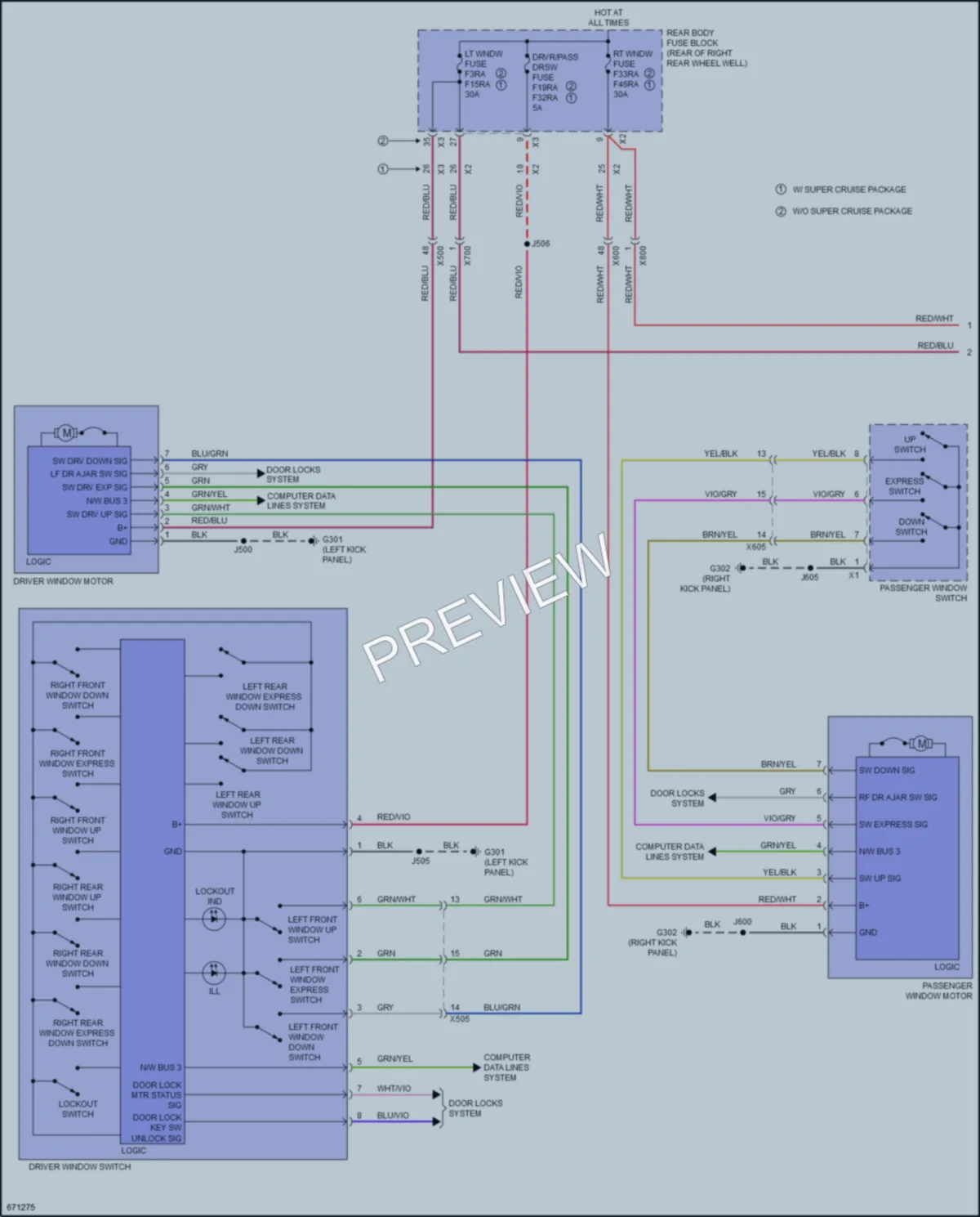 2019 Cadillac CT6V Power Windows wiring diagram preview