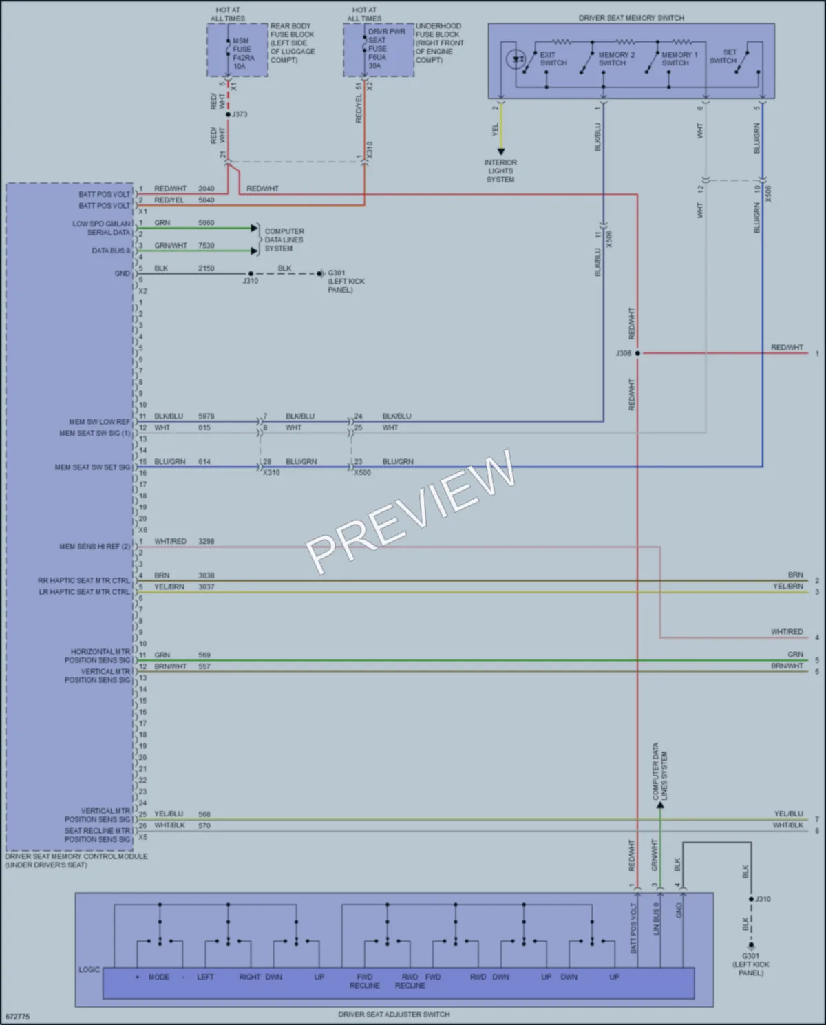 2019 Cadillac CTS Memory Systems wiring diagram preview