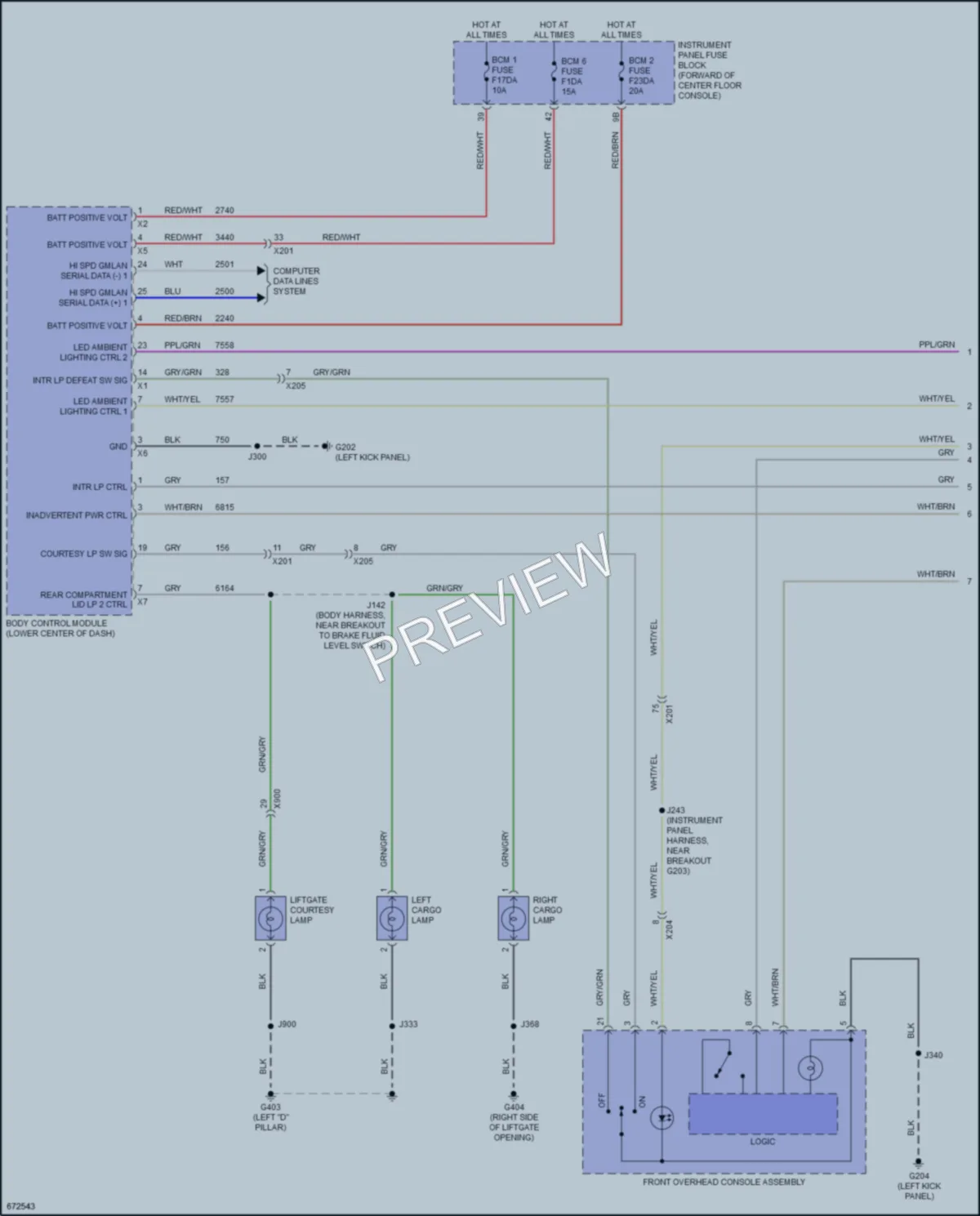 2019 Cadillac XT5 Interior Lights wiring diagram preview