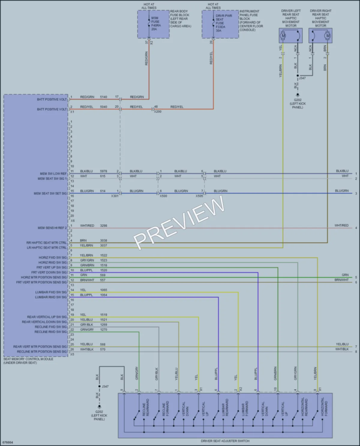 2019 Cadillac XT5 Memory Systems wiring diagram preview
