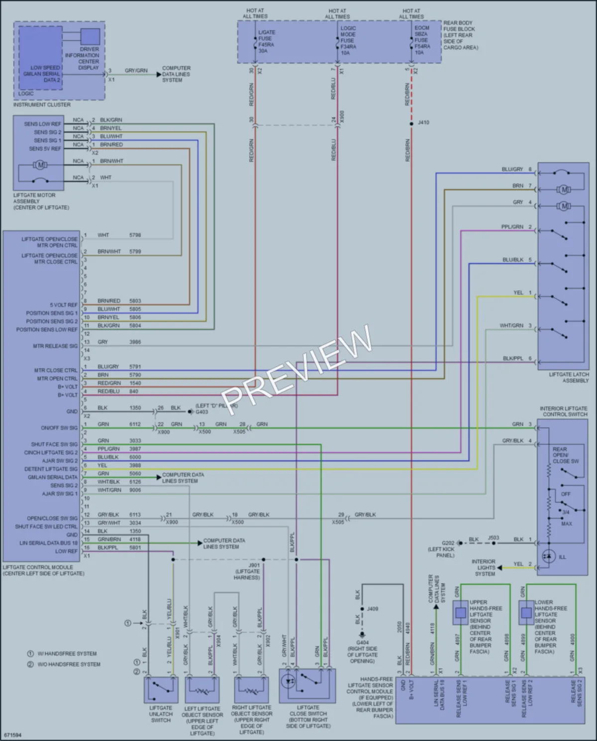 2019 Cadillac XT5 Trunk Tailgate Fuel Door wiring diagram preview
