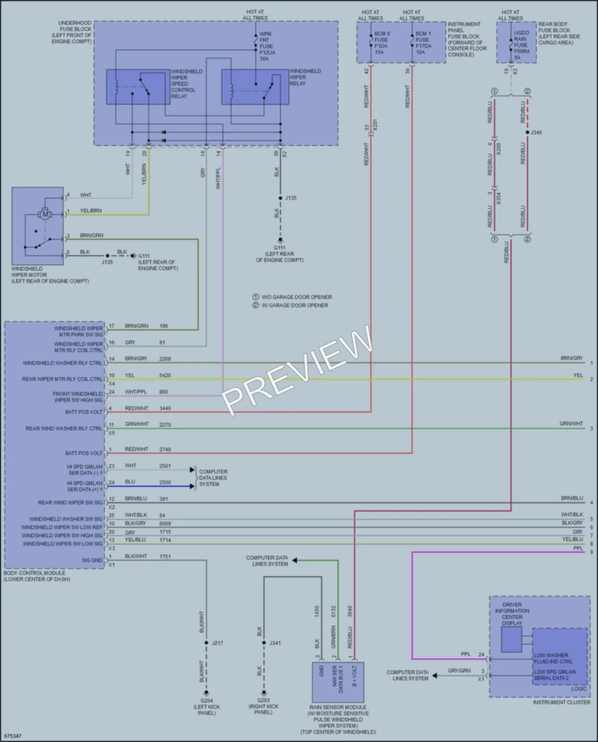 2019 Cadillac XT5 Wiper Washer wiring diagram preview