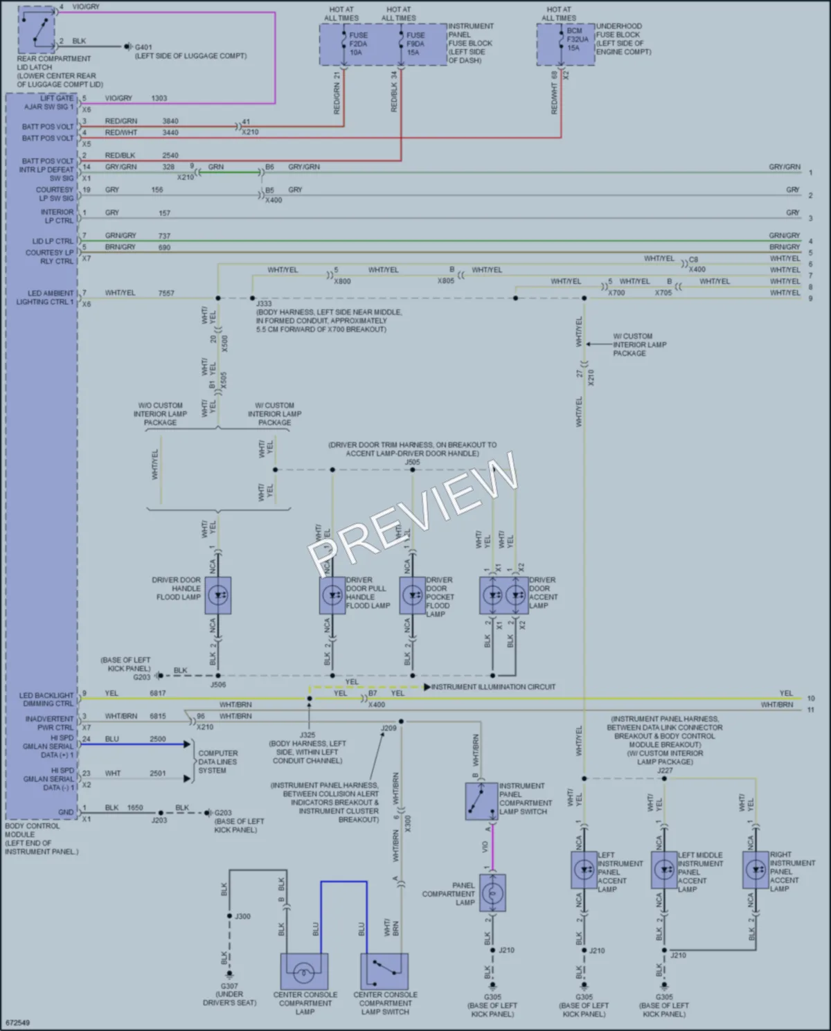2019 Cadillac XTS Interior Lights wiring diagram preview