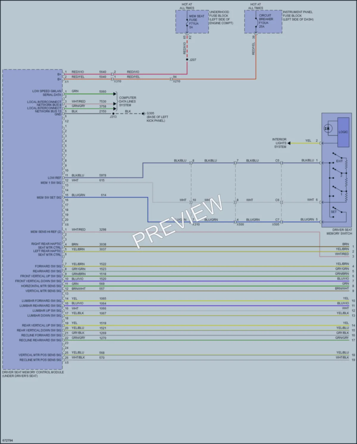 2019 Cadillac XTS Memory Systems wiring diagram preview