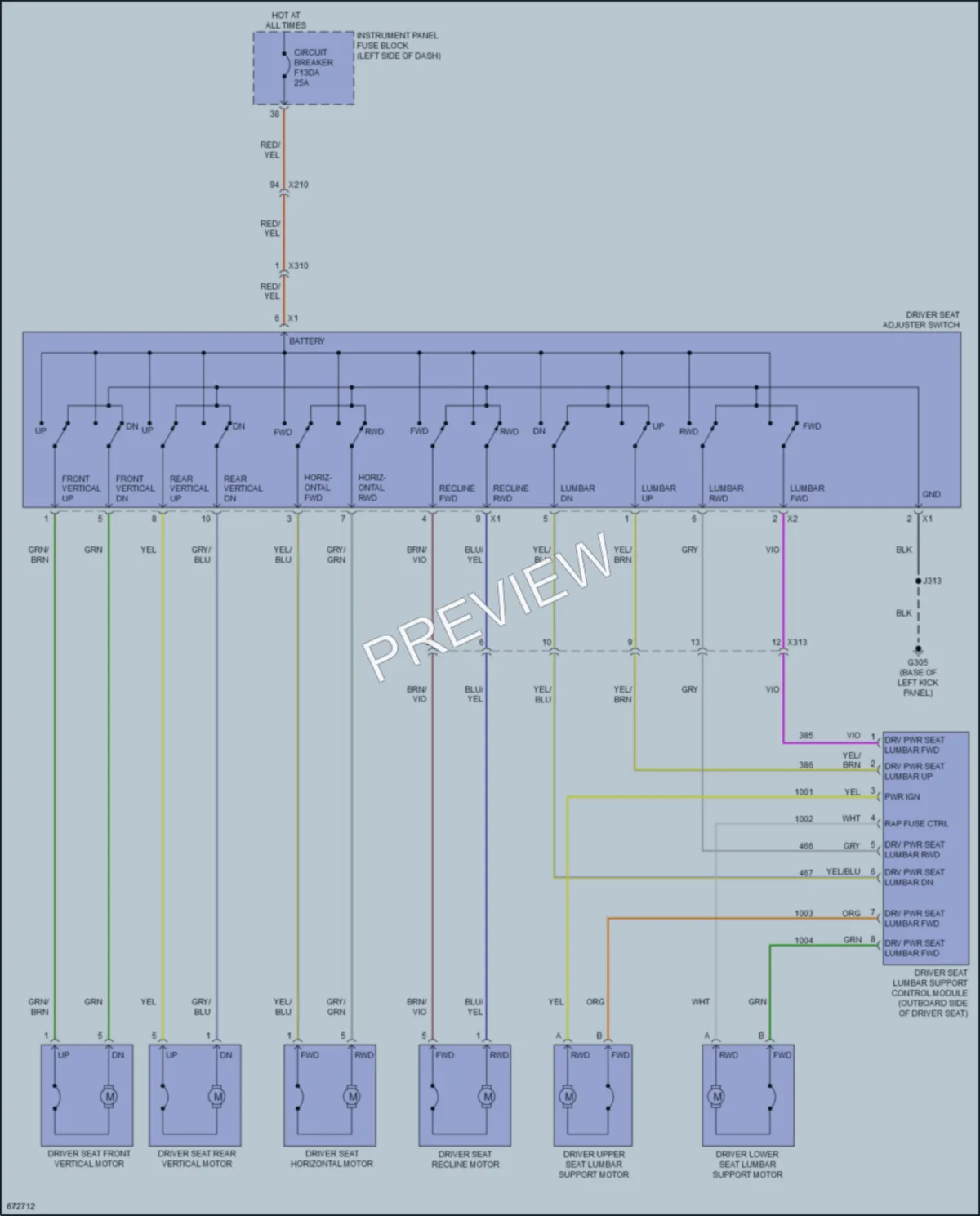 2019 Cadillac XTS Power Seats wiring diagram preview