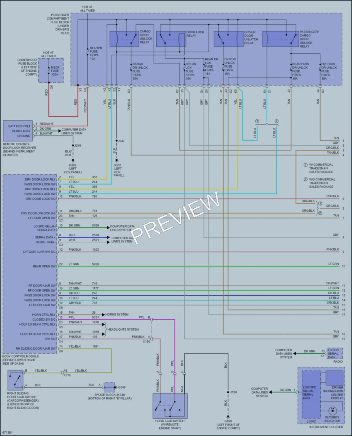 2019 Chevrolet 3500Express Power Door Locks wiring diagram preview