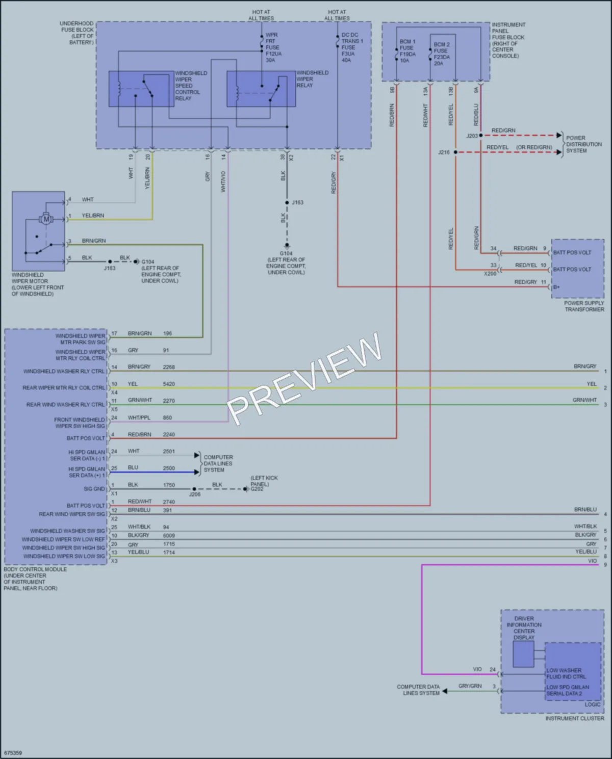 2019 Chevrolet Blazer Wiper Washer wiring diagram preview