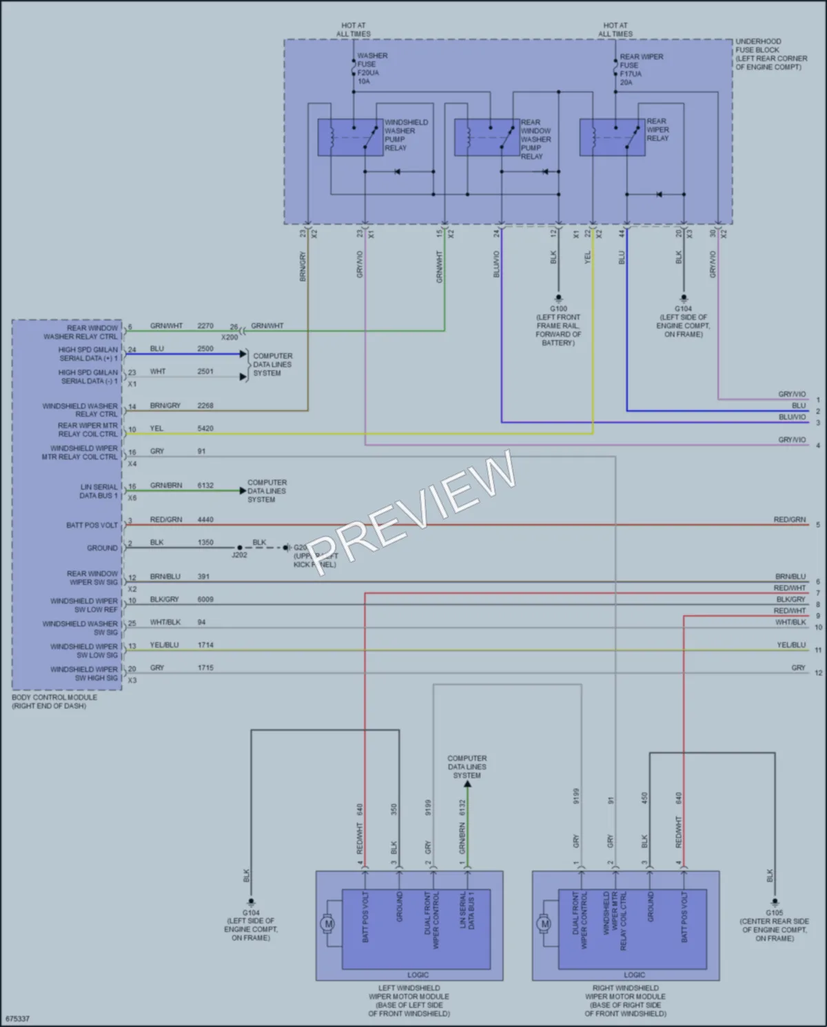 2019 Chevrolet BoltEV Wiper Washer wiring diagram preview