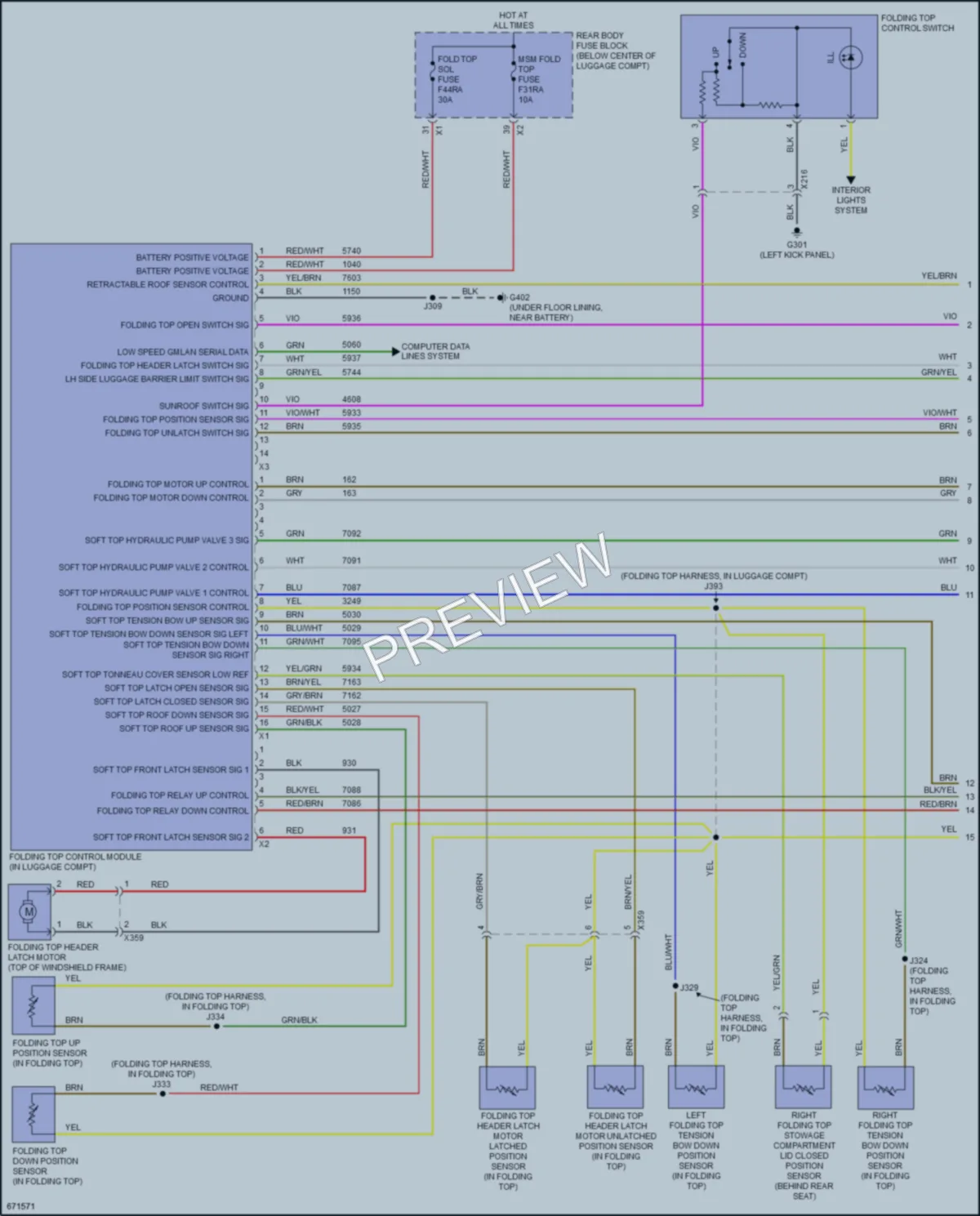 2019 Chevrolet Camaro Power Top Sunroof wiring diagram preview