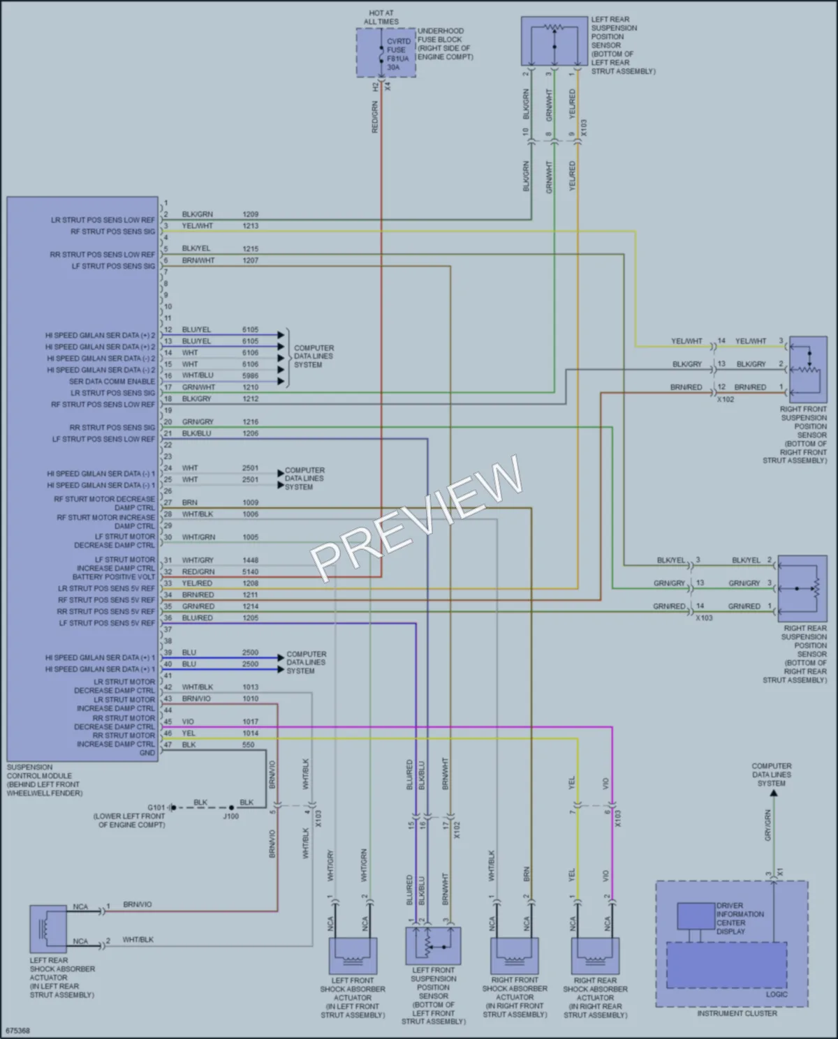 2019 Chevrolet CorvetteStingray Electronic Suspension wiring diagram preview