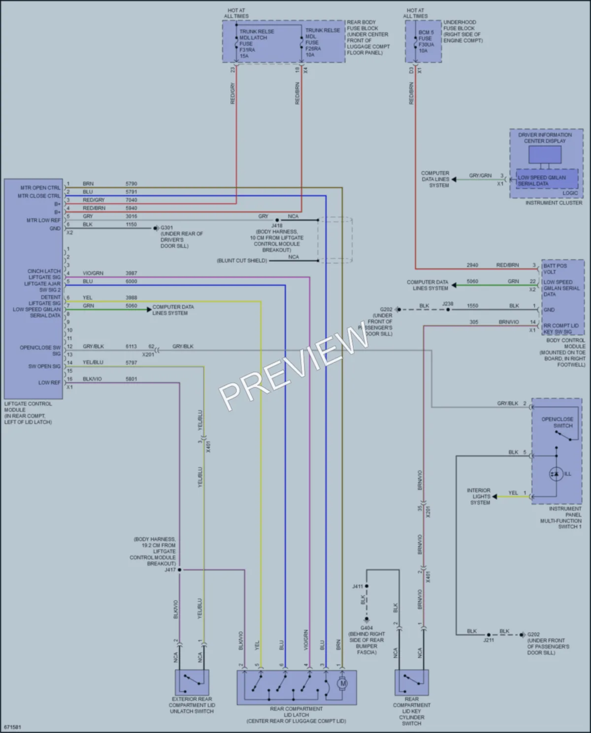 2019 Chevrolet CorvetteZ06 Trunk Tailgate Fuel Door wiring diagram preview