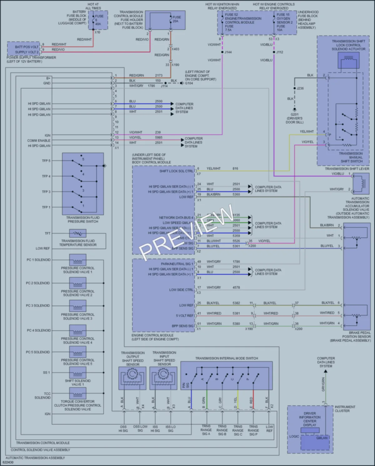 2019 Chevrolet Cruze Transmission wiring diagram preview