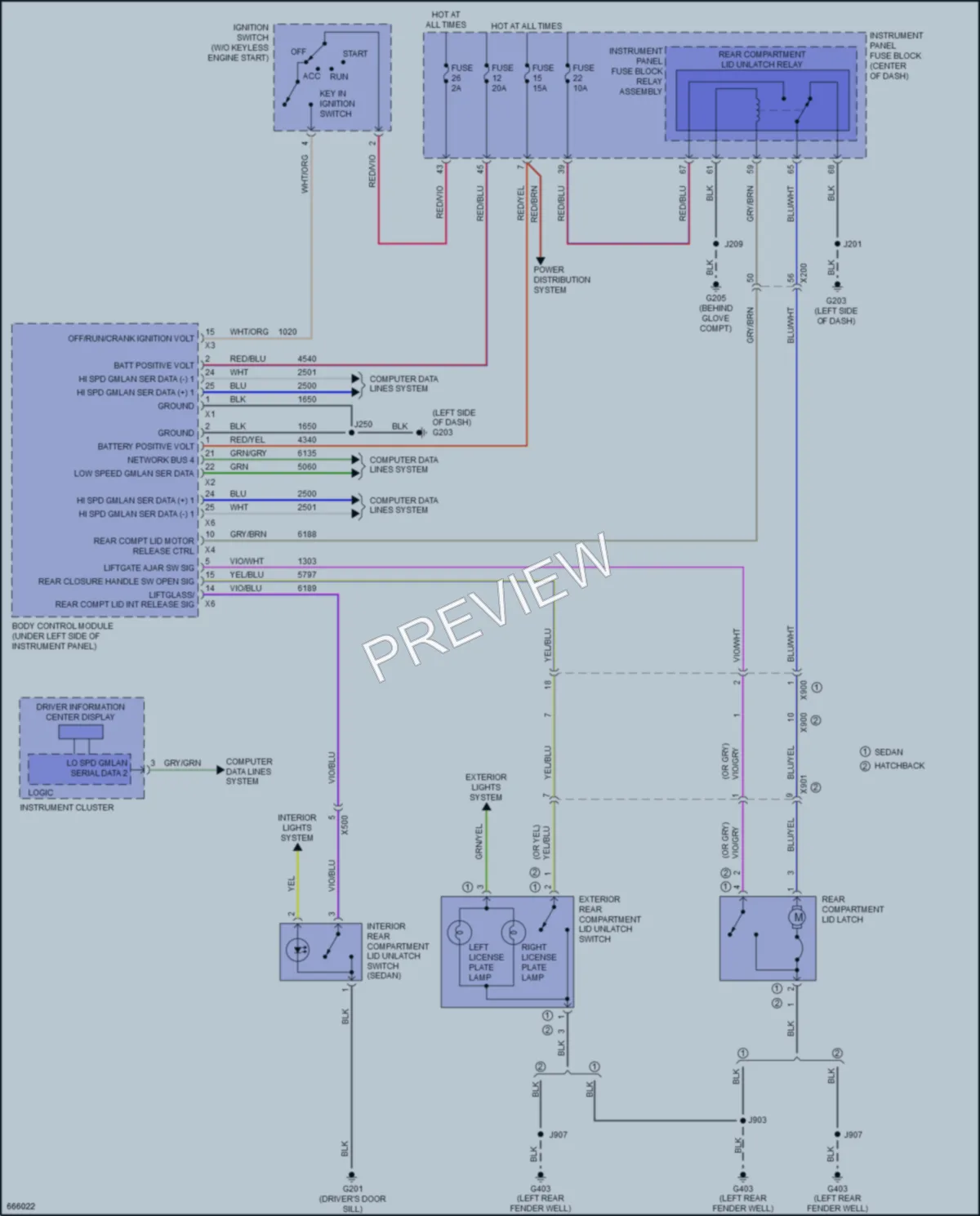 2019 Chevrolet Cruze Trunk Tailgate Fuel Door wiring diagram preview