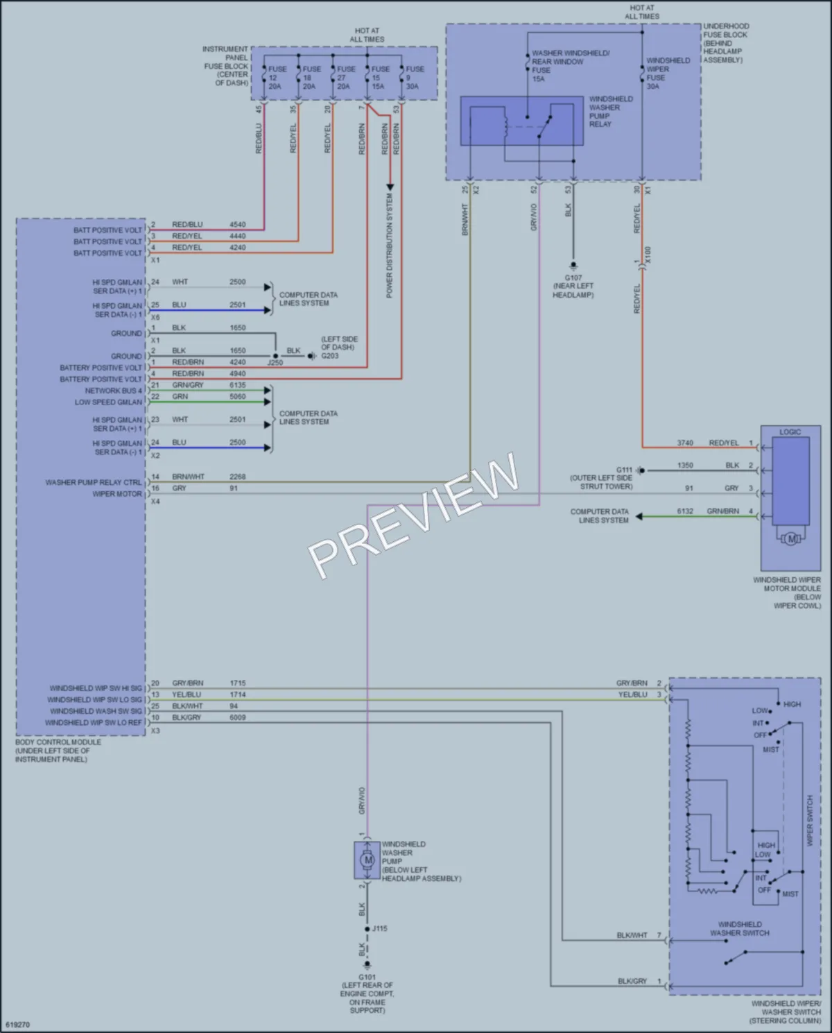 2019 Chevrolet Cruze Wiper Washer wiring diagram preview