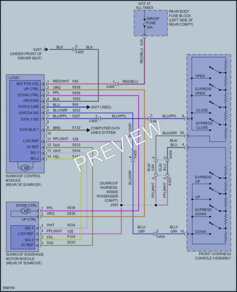 2019 Chevrolet Equinox Power Top Sunroof wiring diagram preview