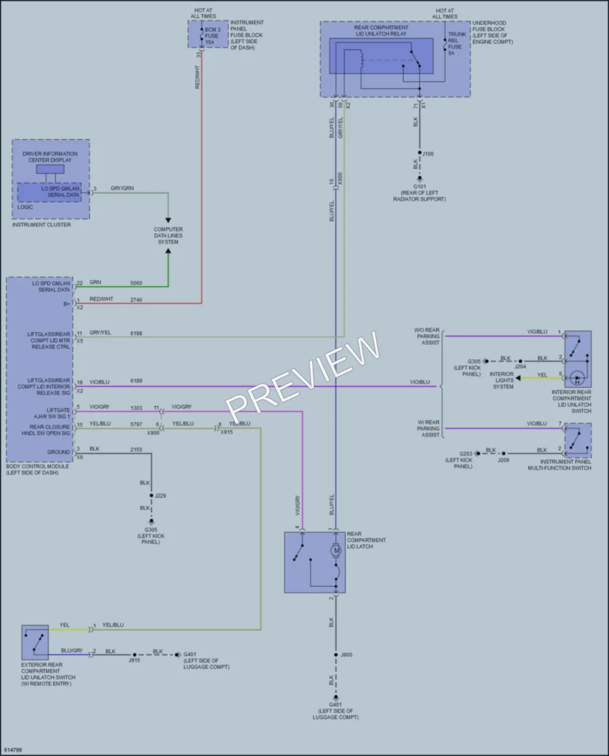 2019 Chevrolet Impala Trunk Tailgate Fuel Door wiring diagram preview