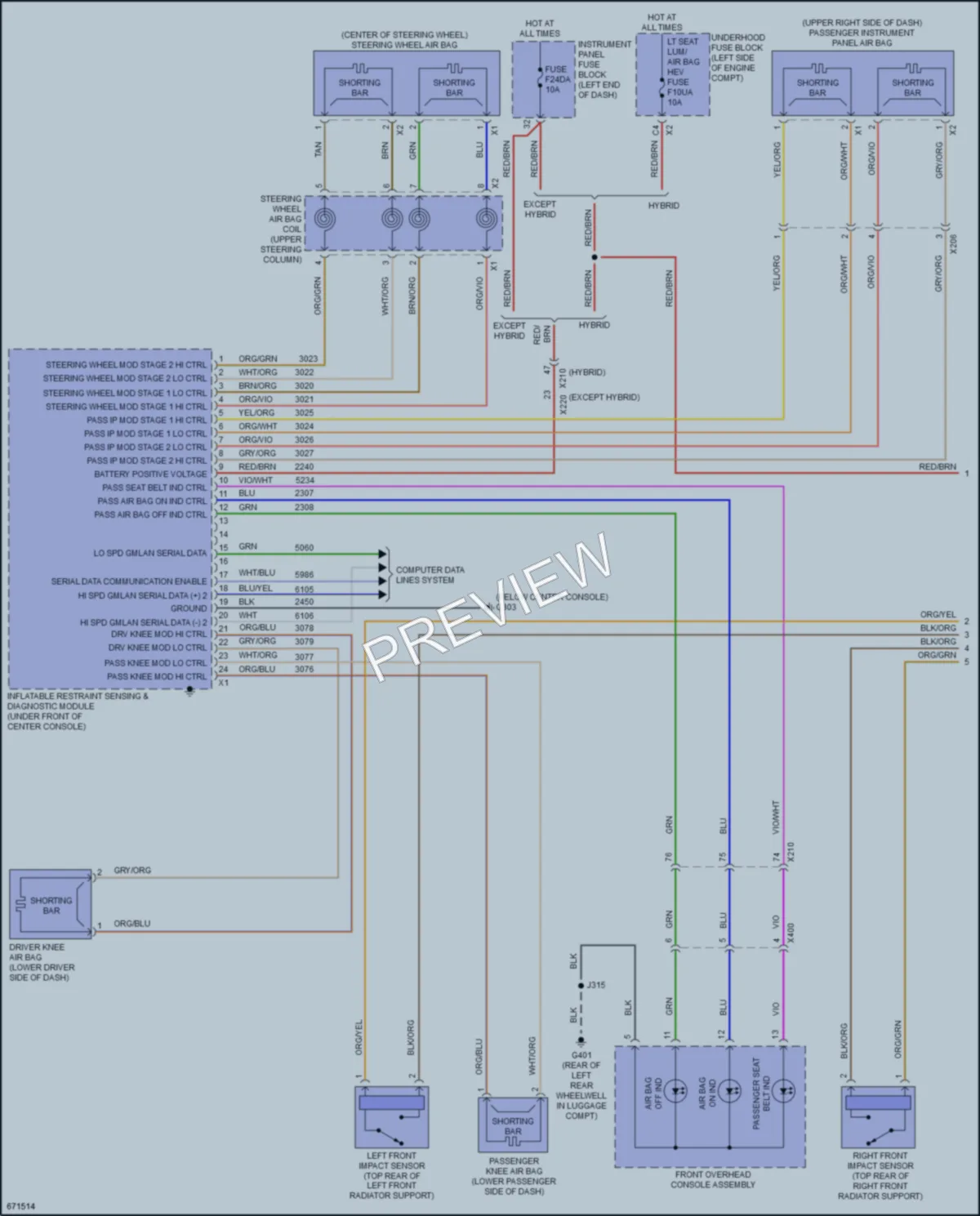 2019 Chevrolet Malibu Supplemental Restraints wiring diagram preview