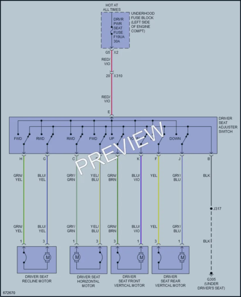 2019 Chevrolet MalibuHybrid Power Seats wiring diagram preview