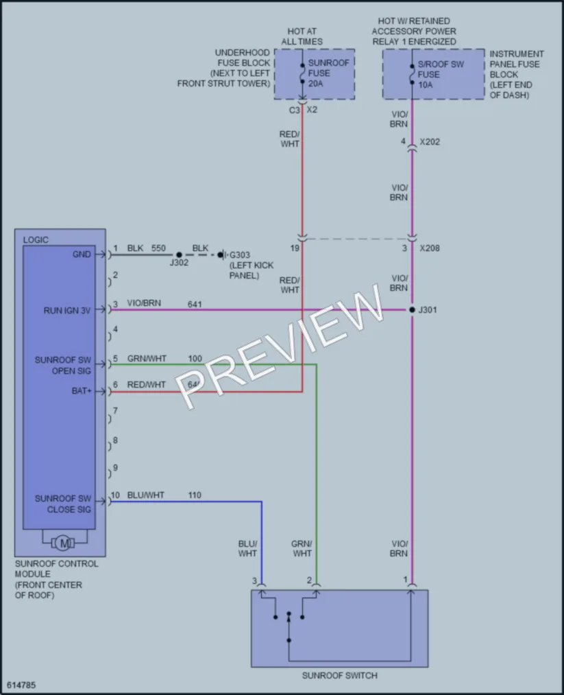 2019 Chevrolet Sonic Power Top Sunroof wiring diagram preview