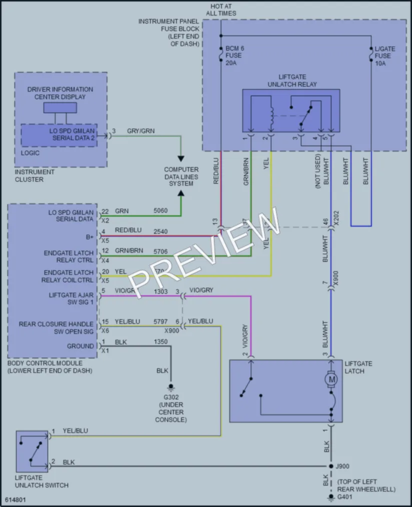 2019 Chevrolet Sonic Trunk Tailgate Fuel Door wiring diagram preview
