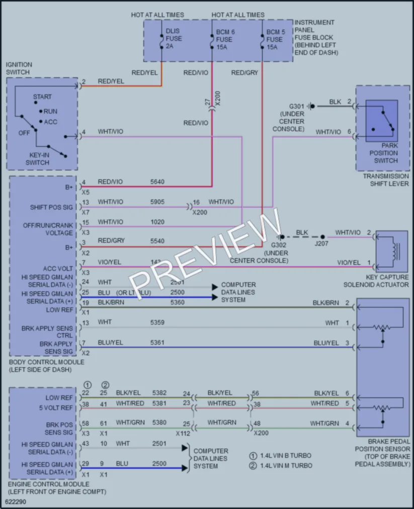 2019 Chevrolet Trax Shift Interlock wiring diagram preview