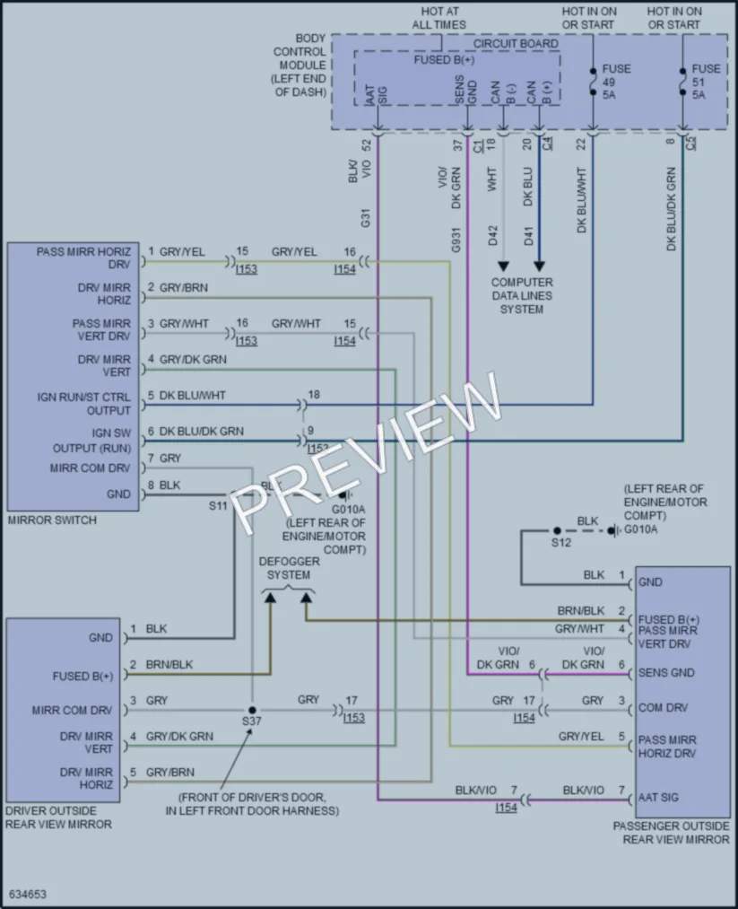 2019 Fiat 500 Power Mirrors wiring diagram preview