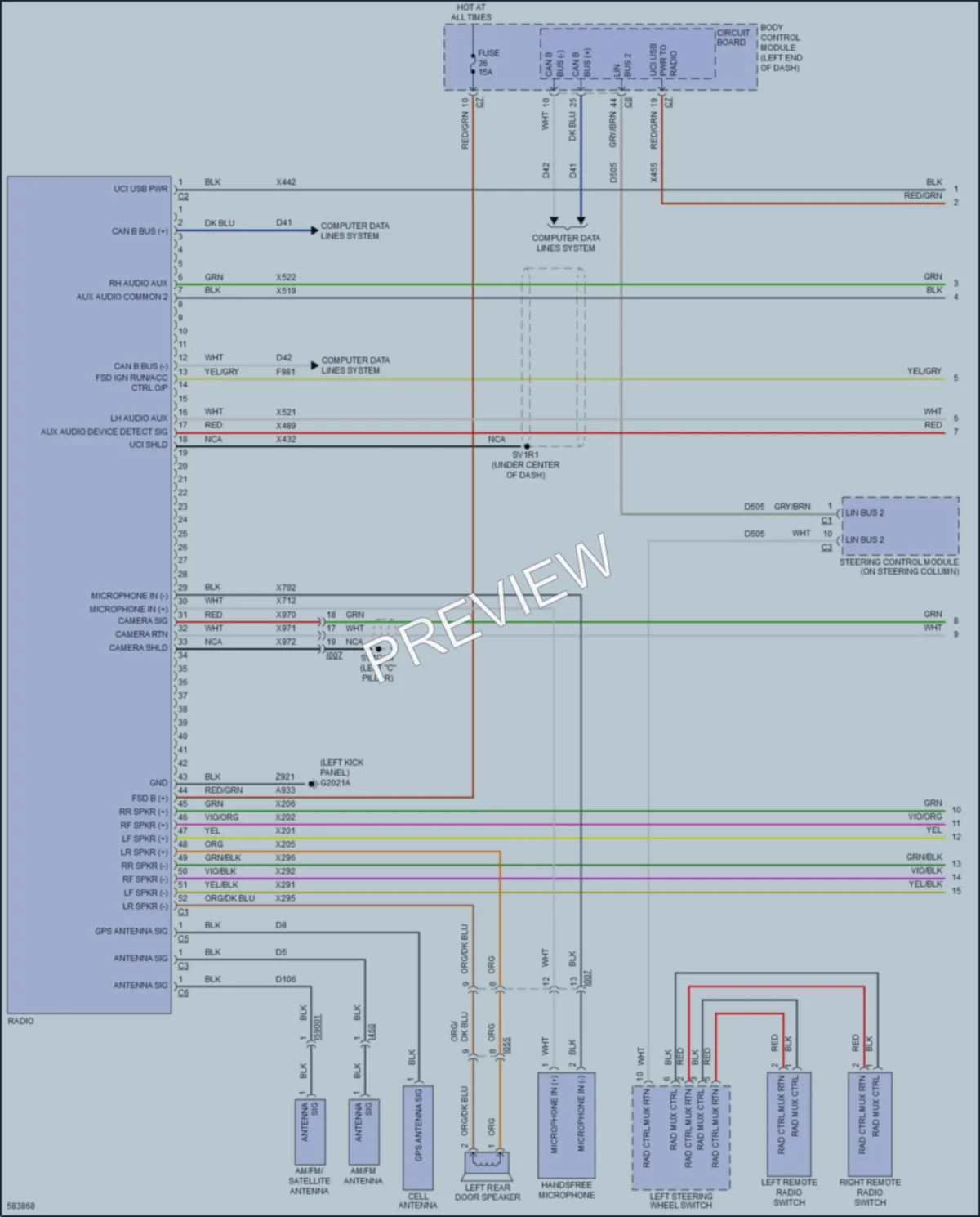 2019 Fiat 500L Navigation wiring diagram preview