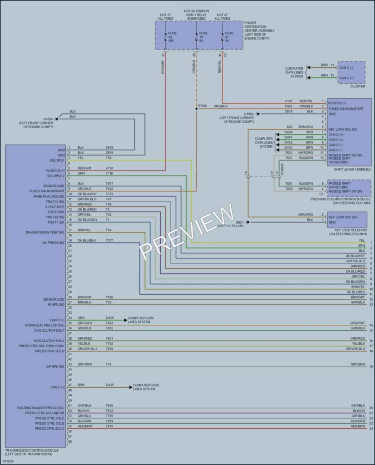 2019 Fiat 500X Transmission wiring diagram preview