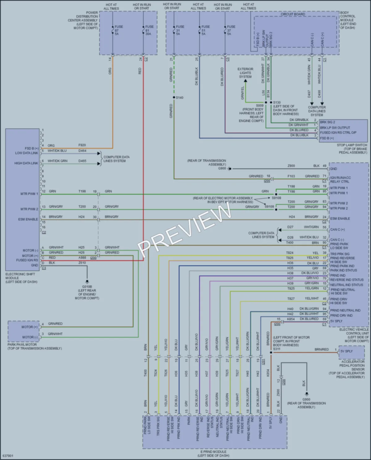 2019 Fiat 500e Shift Interlock wiring diagram preview