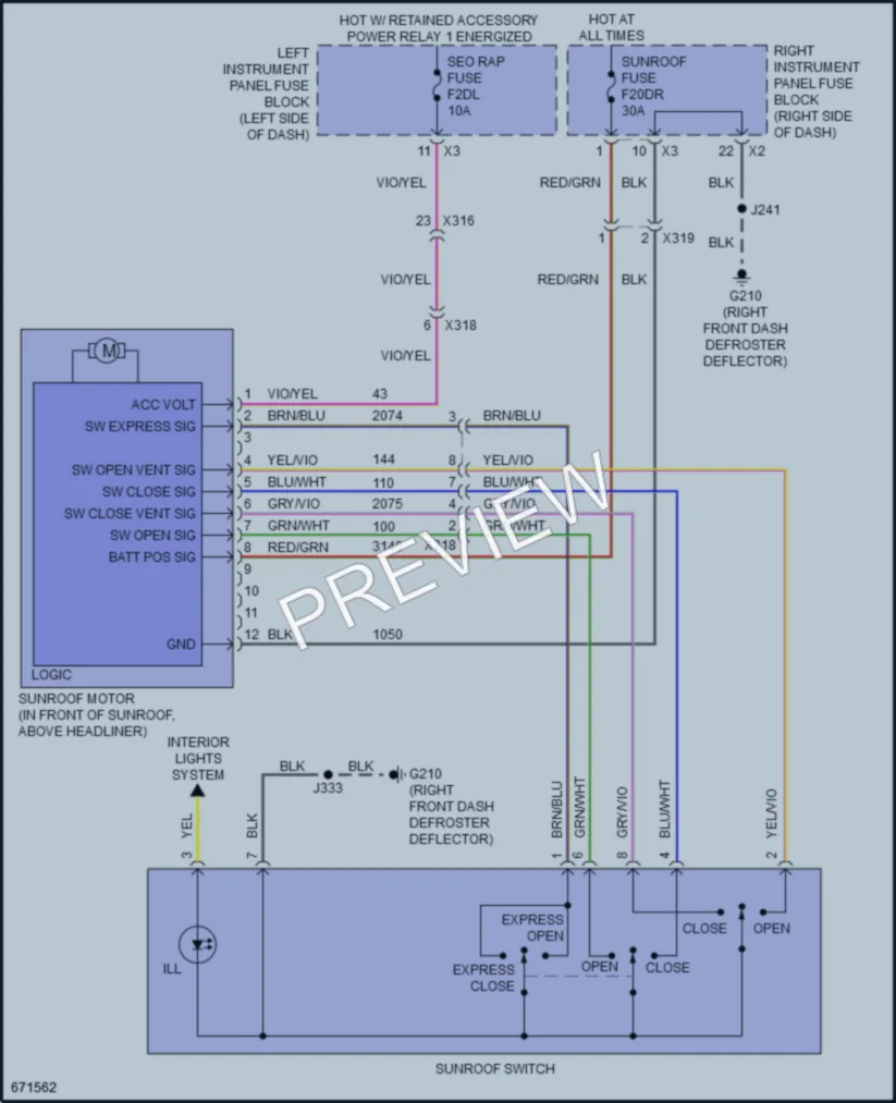 2019 GMC 1500SierraLimited Power Top Sunroof wiring diagram preview