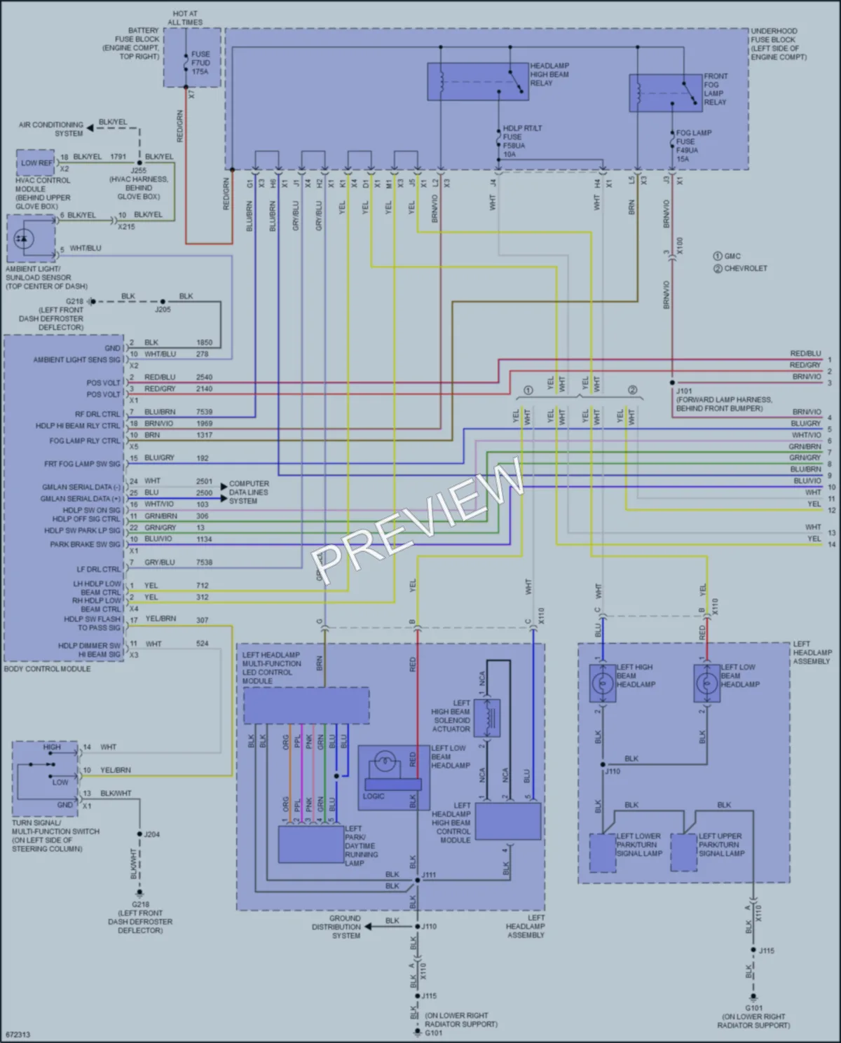 2019 GMC 3500HDSierra Headlights wiring diagram preview