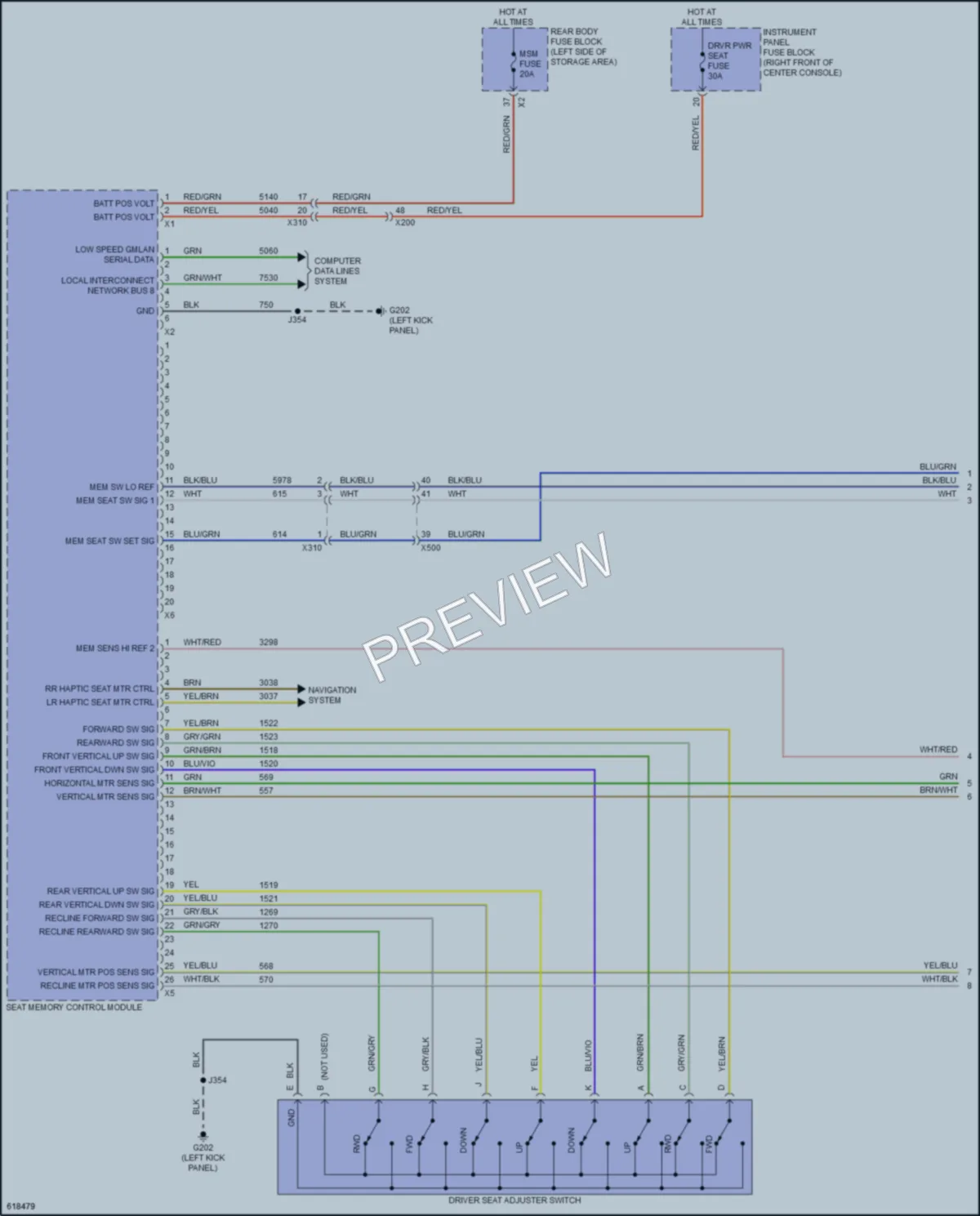 2019 GMC Acadia Memory Systems wiring diagram preview