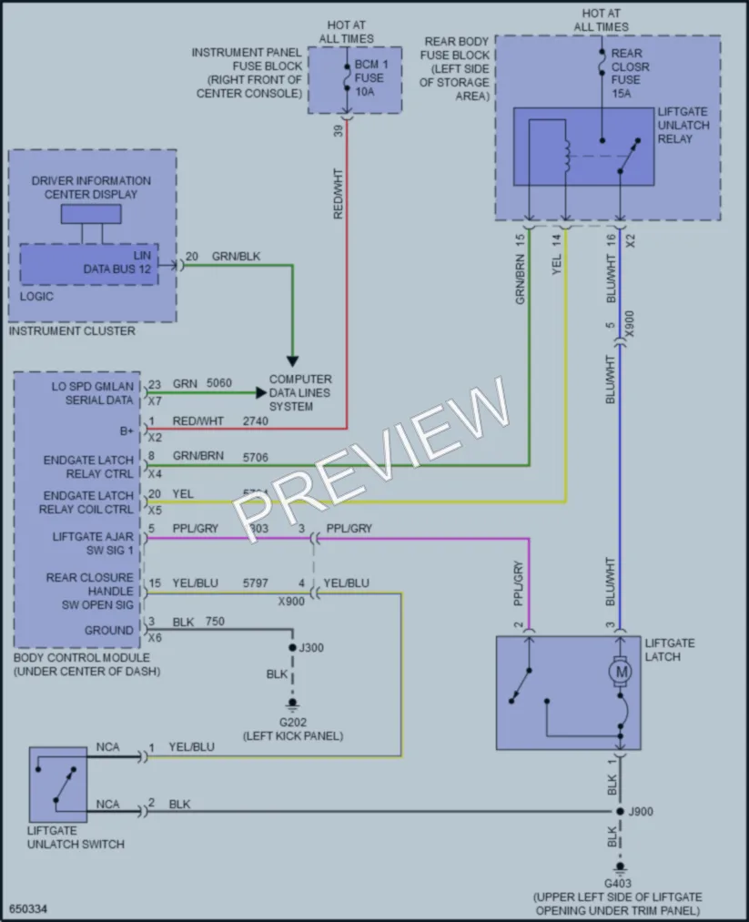 2019 GMC Acadia Trunk Tailgate Fuel Door wiring diagram preview