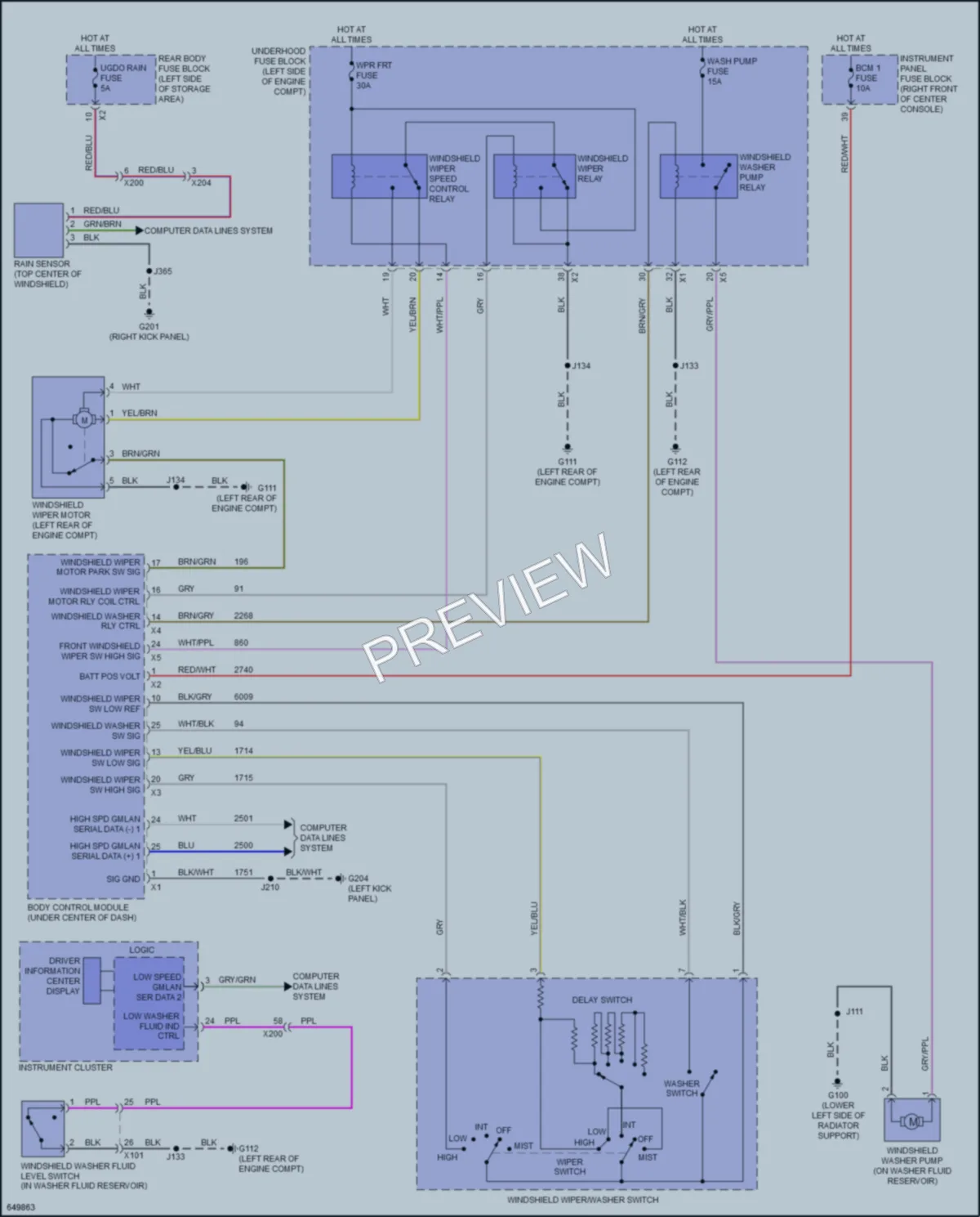 2019 GMC Acadia Wiper Washer wiring diagram preview