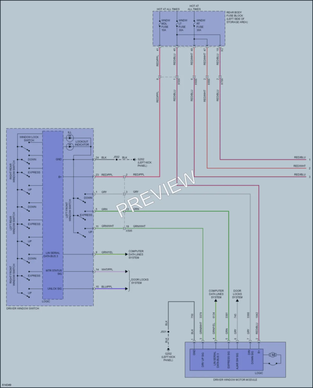 2019 GMC AcadiaDenali Power Windows wiring diagram preview