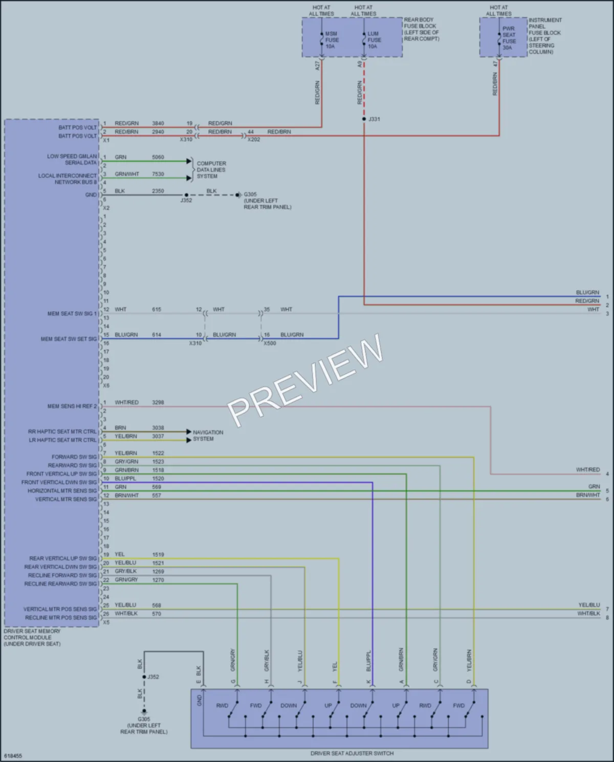 2019 GMC Terrain Memory Systems wiring diagram preview