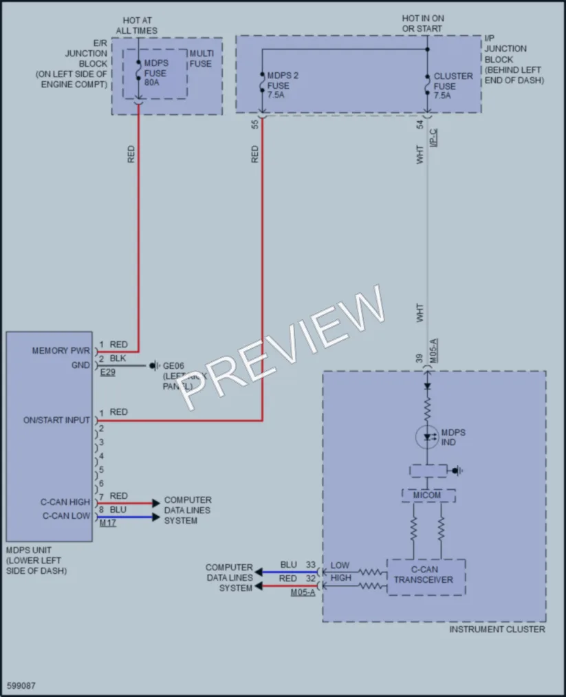 2019 Hyundai Accent Electronic Power Steering wiring diagram preview