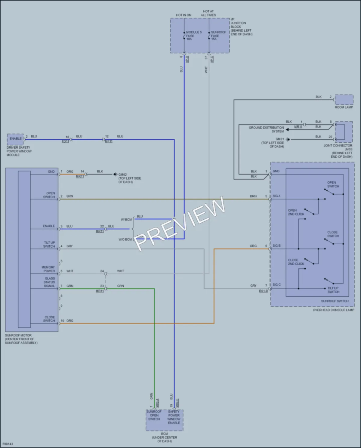 2019 Hyundai Accent Power Top Sunroof wiring diagram preview