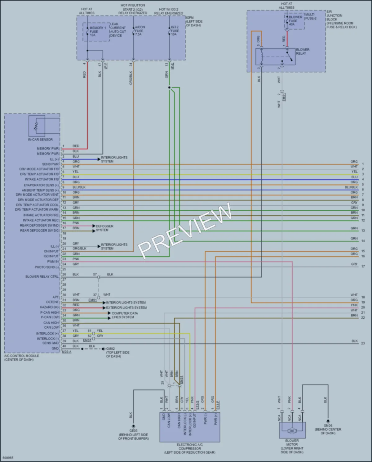 2019 Hyundai IoniqPlugIn Air Conditioning wiring diagram preview