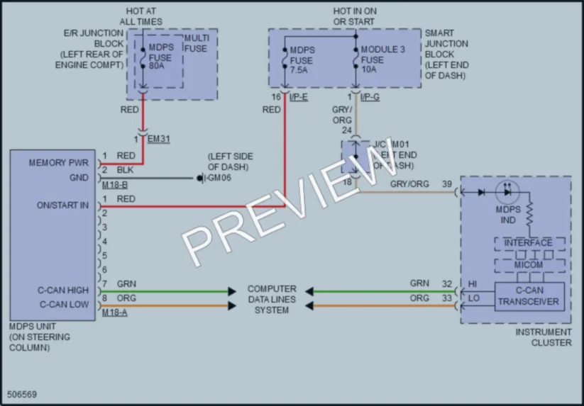 2019 Hyundai SantaFeXL Electronic Power Steering wiring diagram preview