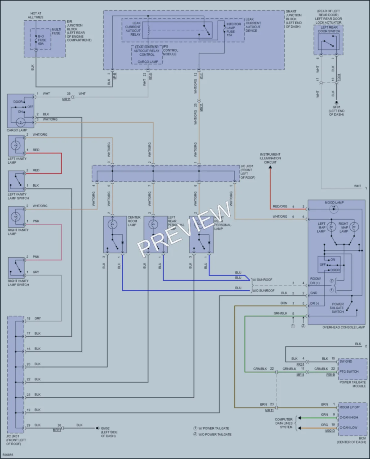 2019 Hyundai SantaFeXL Interior Lights wiring diagram preview