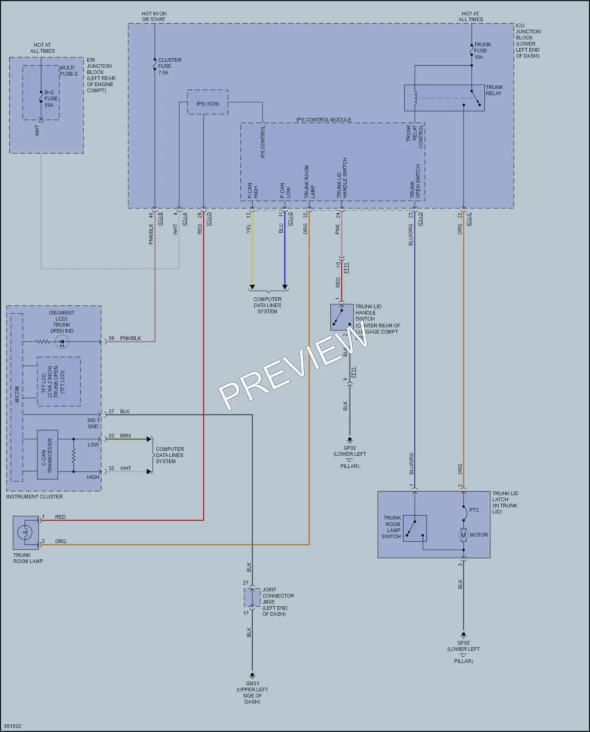 2019 Kia Forte Trunk Tailgate Fuel Door wiring diagram preview