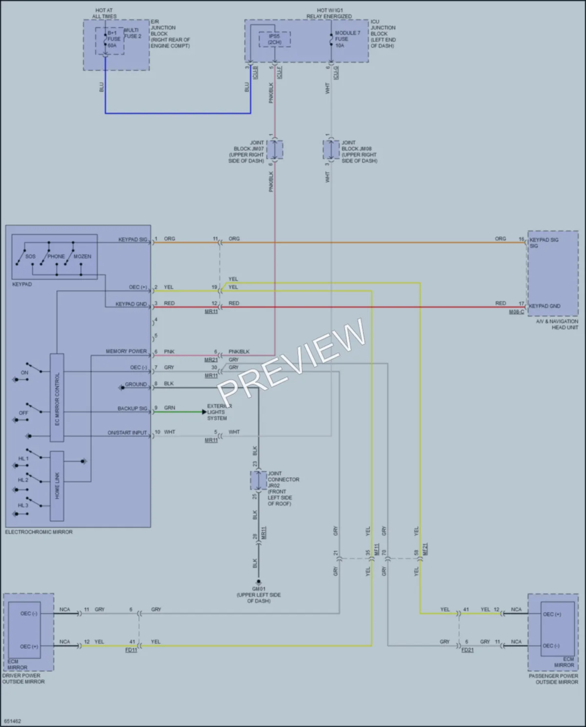 2019 Kia K900 Power Mirrors wiring diagram preview