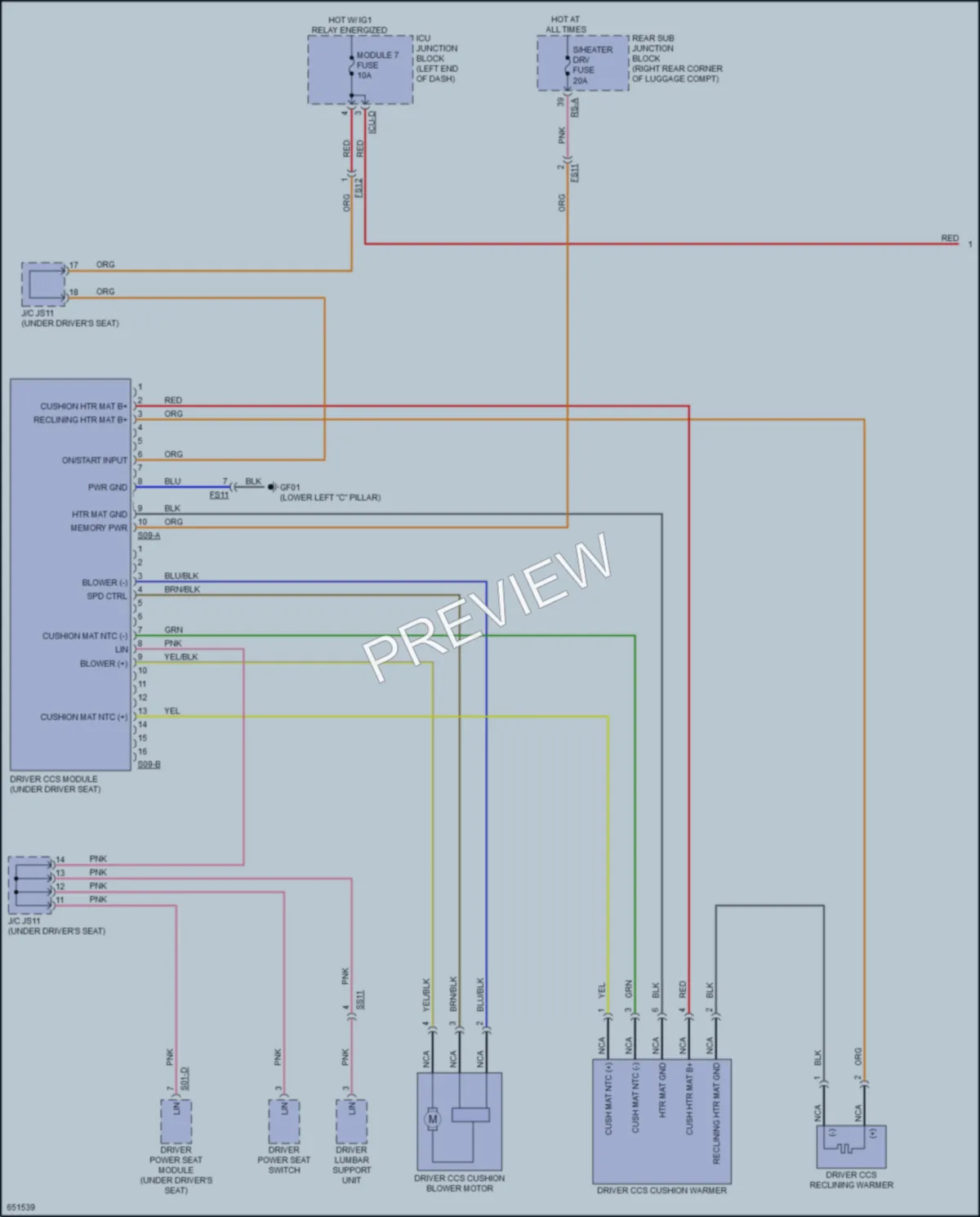 2019 Kia K900 Power Seats wiring diagram preview