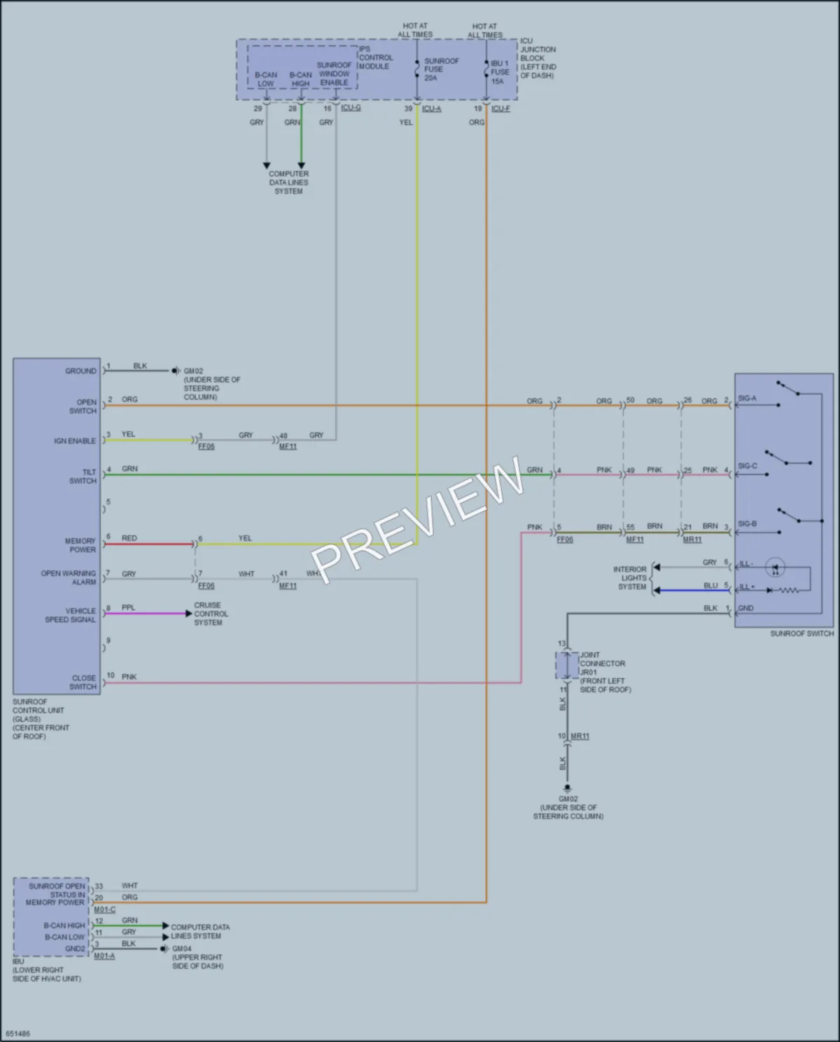 2019 Kia K900 Power Top Sunroof wiring diagram preview